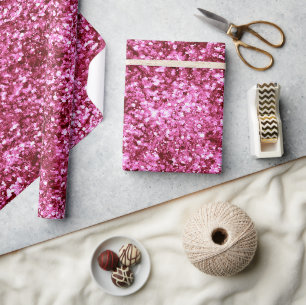 Girly Pink Glitter Wrapping Paper
