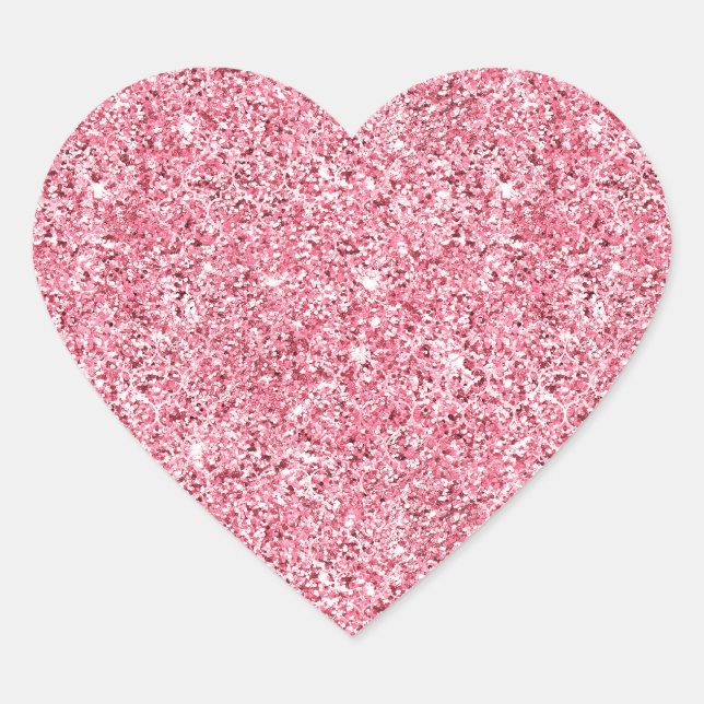 Girly Pink Glitz Glitter  Heart Sticker (Front)