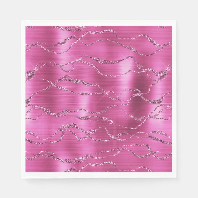 Girly Pink Glitz Glitter Napkin (Front)