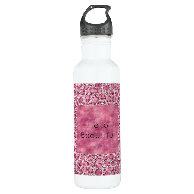 Girly Pink Glitzy Glam Glitter Leopard Print       710 Ml Water Bottle (Front)