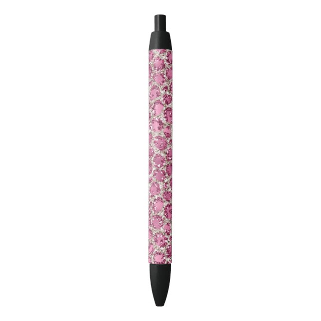 Girly Pink Glitzy Glam Glitter Leopard Print   Black Ink Pen (Front Vertical)