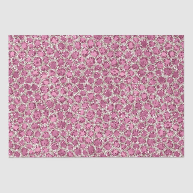 Girly Pink Glitzy Glam Glitter Leopard Print   Tissue Paper (Front)