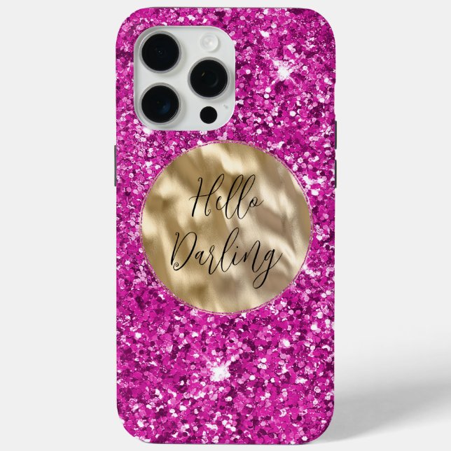 Girly Pink Glitzy Glitter Case-Mate iPhone Case (Back)