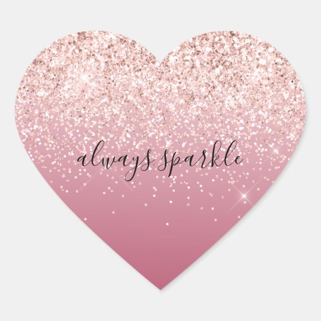 Girly Pink Glitzy Glitter Sparkle Heart Sticker (Front)