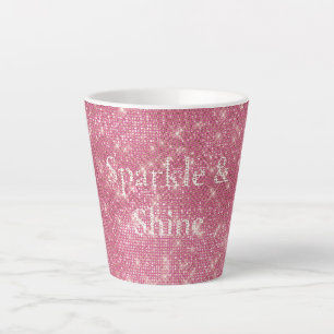 Girly Pink Glitzy Sparkle  Latte Mug