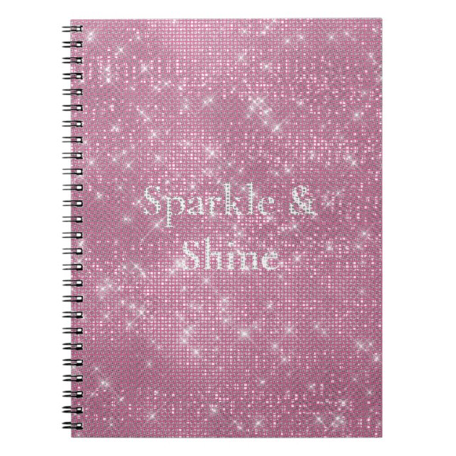 Girly Pink Glitzy Sparkle  Notebook (Front)
