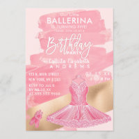 Girly Pink Gold Ballerina Brushstrokes Birthday