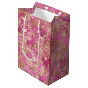 Girly Pink Gold Glam Diamonds Medium Gift Bag