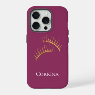 Girly Pink Gold Glam Eyelashes iPhone 15 Pro Case