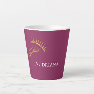 Girly Pink Gold Glam Eyelashes Latte Mug