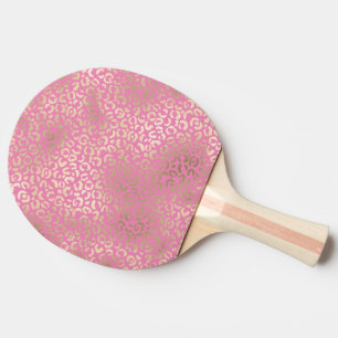 Girly Pink Gold Glam Leopard Print Ping Pong Paddle
