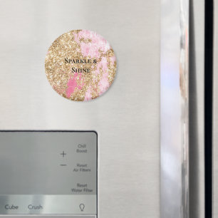 Girly Pink Gold Glitter Birthday Magnet