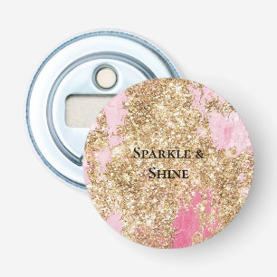 Girly Pink Gold Glitter Bottle Opener