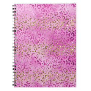 Girly Pink Gold Glitter Leopard Print Glitz     Notebook