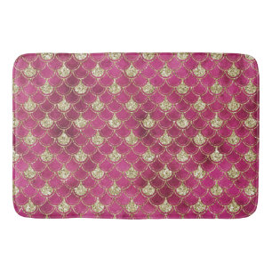 Girly Pink Gold Glitter Mermaid       Bath Mat