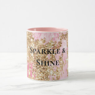 Girly Pink Gold Glitter  Mug