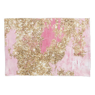 Girly Pink Gold Glitter Pillowcase