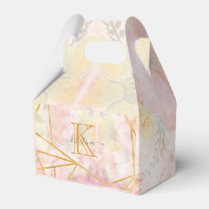Girly Pink Gold Glitter Sparkle Monogram Floral Favor Box