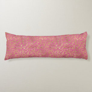 Girly Pink Gold Leopard Print Body Pillow