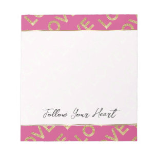 Girly Pink Gold Love Notepad