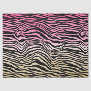 Girly Pink Gold Ombre Watercolor Black Zebra Print Tissue Paper