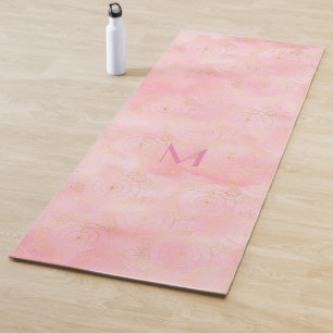 Girly Pink Gold Planet Celestial celebrations Yoga Mat