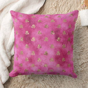 Girly Pink Gold Roses Throw Pillow