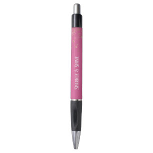 Girly Pink Gold Sparkle Confetti Pen