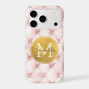 Girly Pink Gold Watercolor Confetti Monogram