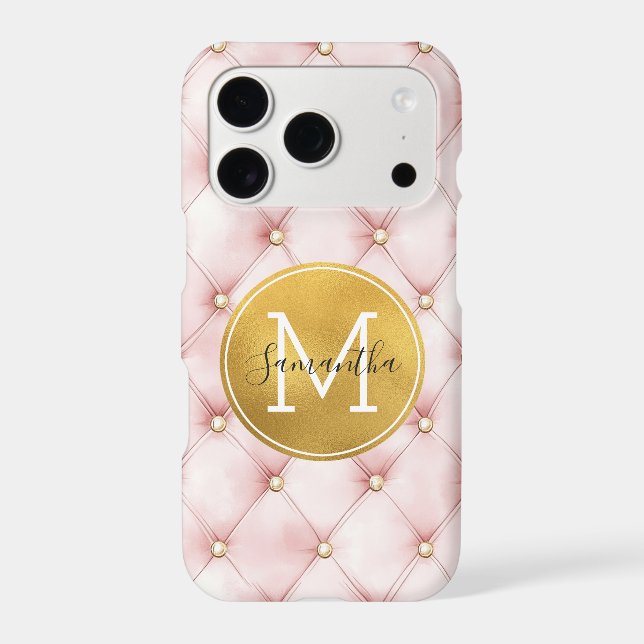 Girly Pink Gold Watercolor Confetti Monogram (Back)