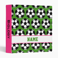 Girly Pink Green Personalized School Soccer Binder