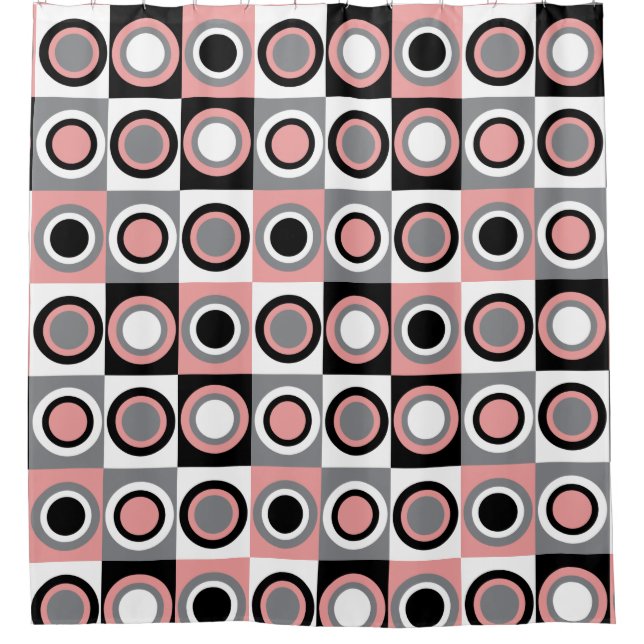 Girly Pink Grey Black White Circle Pattern (Front)