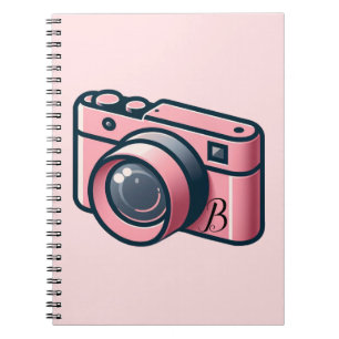 Girly Pink & Grey Camera Photography Personalized Notebook