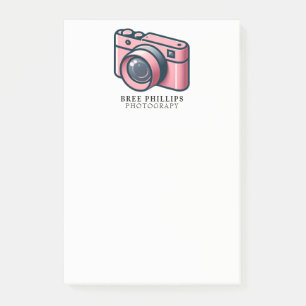 Girly Pink & Grey Camera Photography Personalized Post-it Notes