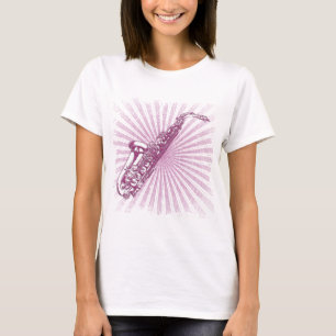 Girly Pink Grunge Saxophone T-Shirt