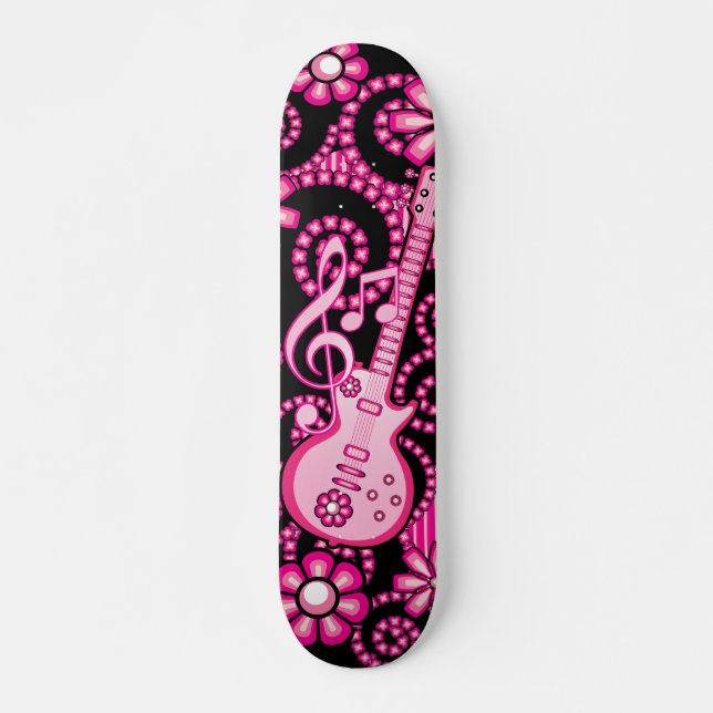 Girly Pink Guitar Skateboard (Front)