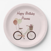 Girly Pink Happy Birthday Princess Bike Balloons  