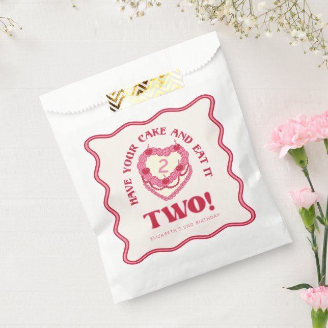 Girly Pink Have Your Cake and Eat It Two Birthday Favour Bag (Sealed)