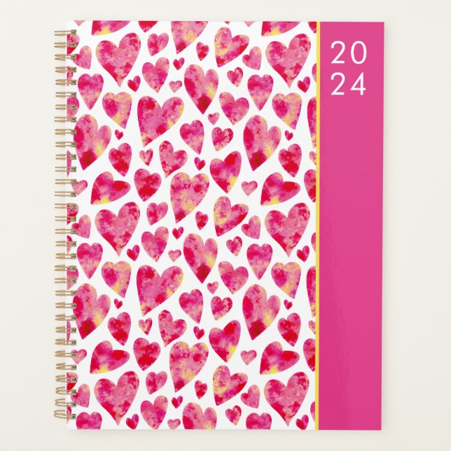 Girly pink heart 2024 planner (Front)