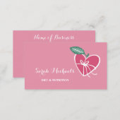 Girly Pink Heart Apple With Bow Diet and Nutrition Business Card (Front/Back)