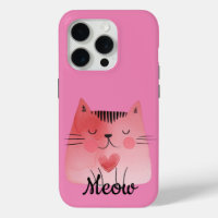 Girly Pink Heart Cat