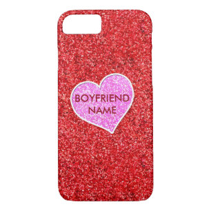 GIRLY PINK HEART RED GLITTER Case-Mate iPhone CASE