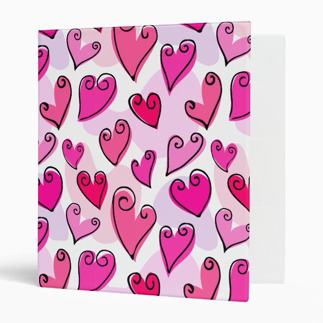Girly Pink Hearts Cute Romantic Valentines Day  Binder (Front/Inside)