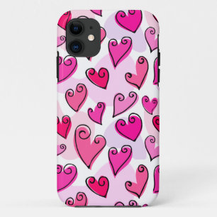 Girly Pink Hearts Cute Romantic Valentines Day  iPhone 11 Case