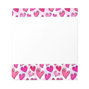 Girly Pink Hearts Cute Romantic Valentines Day Notepad