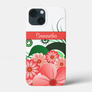 Girly Pink Hibiscus Floral Decoration Trendy iPhone 13 Mini Case