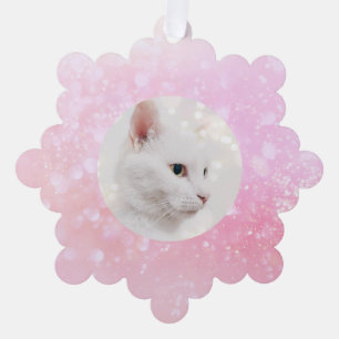 Girly Pink Holiday Frame Ornament Card