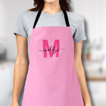Girly Pink Initial Name Monogram Apron<br><div class="desc">Personalized Custom Create Your Own Modern Girly Pink Initial Name Monogram Apron. This fun and stylish apron is perfect for anyone who wants to add a personalized and girly touch to their work attire. Whether you're a home chef whipping up delicious meals, a hair stylist looking for a chic and...</div>