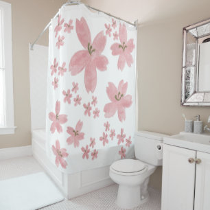 Girly pink japanese flowers white pattern for her