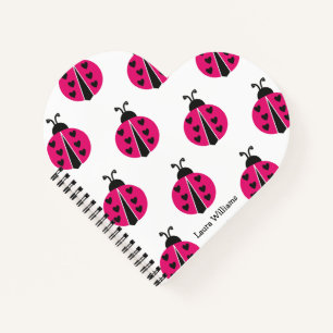 Girly Pink Ladybug Personalized Notebook
